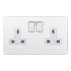 Eurolite Ecw2Sow 2 Gang 13Amp Dp Switched Socket Flat Concealed White Plate White Rockers