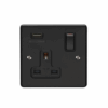 Eurolite Efmb1Usbmbb 1 Gang 13Amp Switched Socket With 2.1 Amp Usb Outlet Matt Black Black Trim