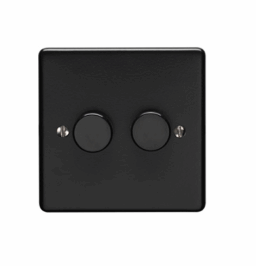 Eurolite Efmb2Dledmbb 2 Gang 400W/Led 2Way Dimmer Switch Matt Black Range
