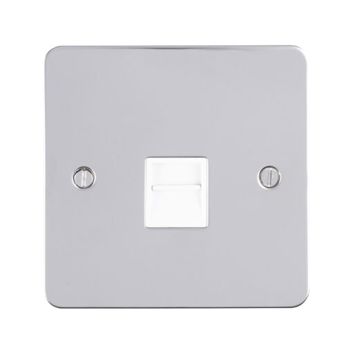 Eurolite Efpss1Mw 1 Gang Master Telephone Socket Enhance Flat Polished Stainless Steel Plate White Interior