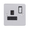 Eurolite Pss1Sopsb 1 Gang 13Amp Dp Switched Socket Round Edge Polished Stainless Steel Plate Matching Rocker Black Interior