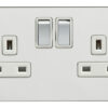 Eurolite Pss2Sopsw 2 Gang 13Amp Dp Switched Socket Round Edge Polished Stainless Steel Plate Matching Rockers White Interior