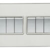 Eurolite Efpss6Swpsw 6 Gang 10Amp 2Way Switch Flat Polished Stainless Steel Plate Matching Rockers White Trim