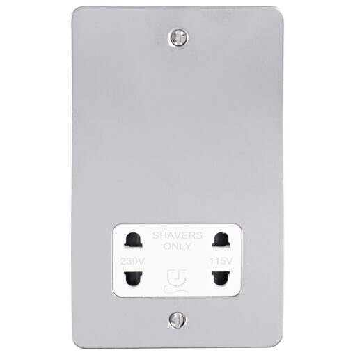 Eurolite Pssshsw Dual Voltage Shaver Socket Round Edge Polished Stainless Steel Plate White Interior