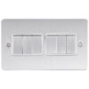 Eurolite Efsss6Swssw 6 Gang 10Amp 2Way Switch Enhance Flat Satin Stainless Steel Plate Matching Rockers White Trim