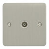 Eurolite Sss1Tvw 1 Gang Tv Coaxial Socket Round Edge Satin Stainless Steel Plate White Interior