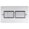 Eurolite Efsss6Swssb 6 Gang 10Amp 2Way Switch Enhance Flat Satin Stainless Steel Plate Matching Rockers Black Trim