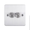 Eurolite Ssst2Sw 2 Gang 10Amp 2Way Toggle Switch Round Edge Satin Stainless Steel Plate