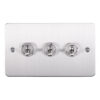 Eurolite Efssst3Sw 3 Gang Toggle Switch 3X10Amp 2Way Enhance Flat Satin Stainless Steel Plate