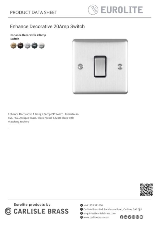 Eurolite Enhance Decorative 20Amp Switch - Antique