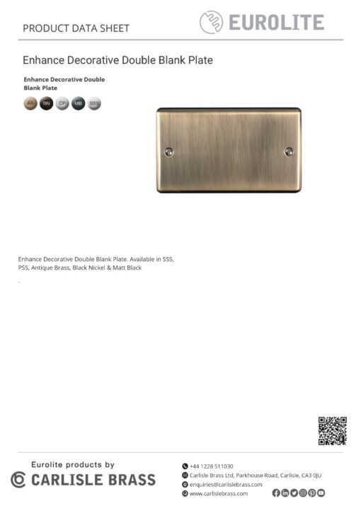 Eurolite Enhance Decorative Double Blank Plate - Satin Stainless