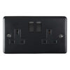 Eurolite En2Sombb 2 Gang 13Amp Dp Switched Socket Matt Black Enhance Range Black Trim