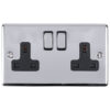 Eurolite En2Sopcb 2 Gang 13Amp Dp Switched Socket Polished Chrome Enhance Range Black Trim