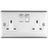 Eurolite En2Sopcg 2 Gang 13Amp Dp Switched Socket Polished Chrome Enhance Range Grey Trim
