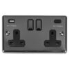 Eurolite Enhance Decorative 2 Gang 13Amp Switched Socket With Usb C Black Nickel - Black Nickel