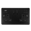 Eurolite Enhance Decorative 2 Gang 13Amp Switched Socket With Usb C Matt Black - Matt Black