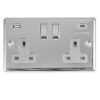 Eurolite Enhance Decorative 2 Gang 13Amp Switched Socket With Usb C Polished Chrome - Polished Chrome