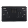 Eurolite En2Usbmbb 2 Gang 13Amp Switched Socket With Comb 3.1 Amp Usb Outlets Matt Black Enhance Range Black Trim