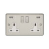 Eurolite En2Usbssw 2 Gang 13Amp Switched Socket With Comb 3.1 Amp Usb Outlets Satin Enhance Range White Trim