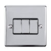 Eurolite En3Swpcb 3 Gang 10Amp 2Way Switch Polished Chrome Enhance Range Black Trim