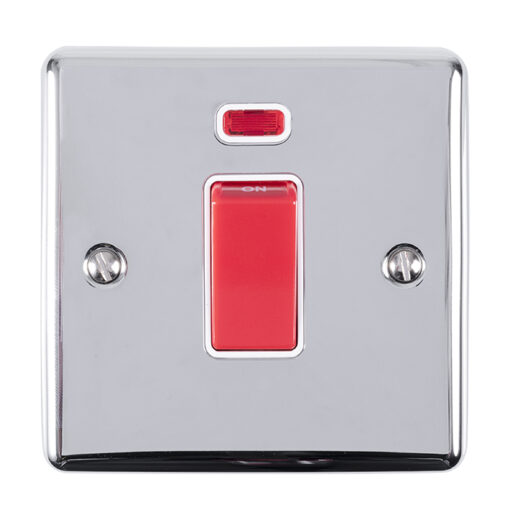 Eurolite En45Aswnspcg 1 Gang 45Amp Dp Switch With Neon Polished Chrome Enhance Range Grey Trim