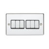 Eurolite En6Swpcb 6 Gang 10Amp 2Way Switch Polished Chrome Enhance Range Black Trim