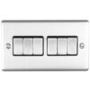 Eurolite Enhance Decorative 6 Gang Switch - Satin Stainless
