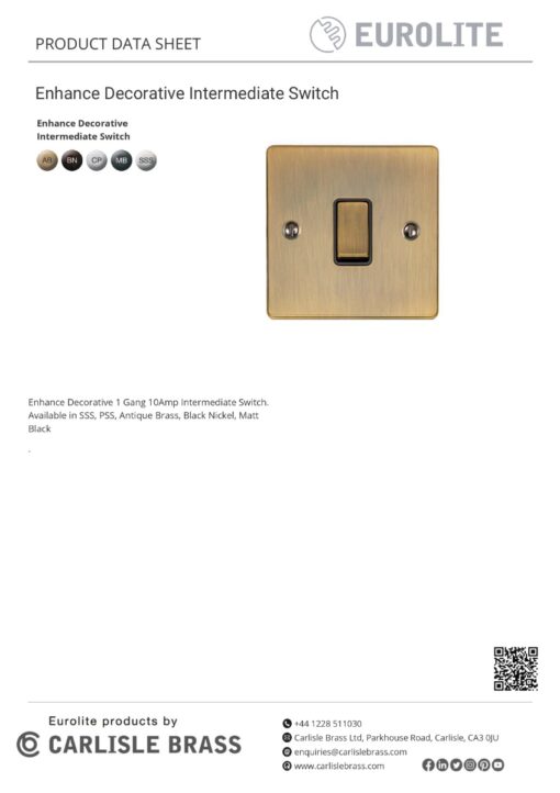 Eurolite Enhance Decorative Intermediate Switch - Matt Black
