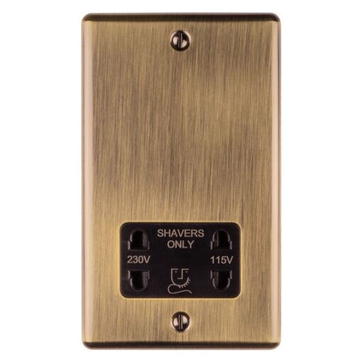 Eurolite Enshsabb 2 Gang Shaver Socket 230/115V Antiqueenhance Range Black Trim