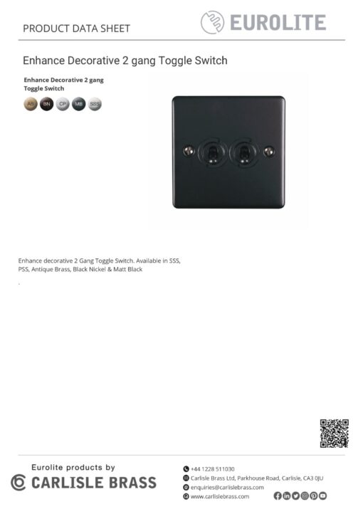 Eurolite Ent2Swabb 2 Gang Toggle Switch Antique Enhance Range