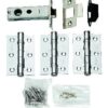 CARLISLE BRASS - LPG1330SSS LATCH PACK - C/W 76MM BOLT THROUGH LATCH PAIR & HALF GRADE 13 HINGES