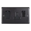 Eurolite Mb45Aswasb 45Amp Dp Cooker Switch With 13Amp Socket Round Edge Matt Black Plate Black Rockers