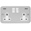 Eurolite Mc2Usbw 2 Gang 13Amp Switched Socket With Combined 3.1 Amp Usb Outlets Metal Clad
