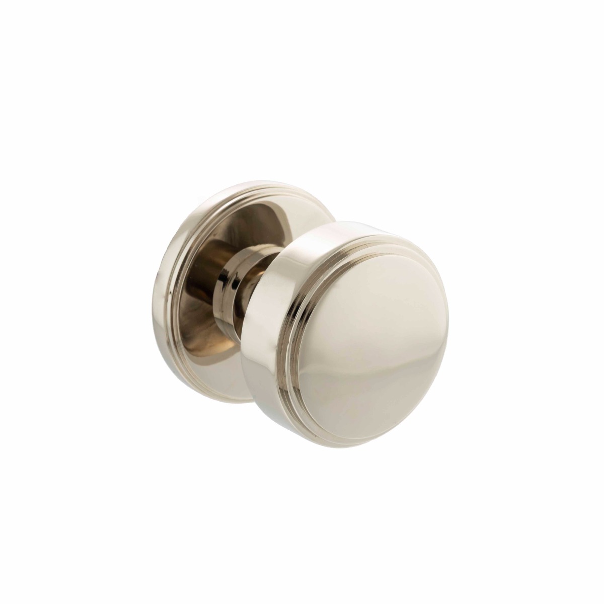 Millhouse Brass Boulton Solid Brass Stepped Mortice Knob on Concealed Fix Rose - Polished Nickel MH350SMKPN