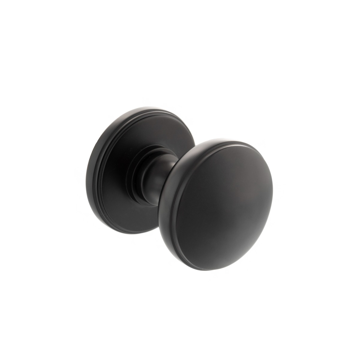 Millhouse Brass Edison Solid Brass Domed Mortice Knob on Concealed Fix Rose - Matt Black MH400DMKMB