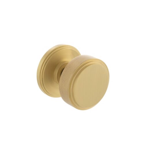Millhouse Brass Harrison Solid Brass Knurled Mortice Knob on Concealed Fix Rose - Satin Brass MH450KSMKSB