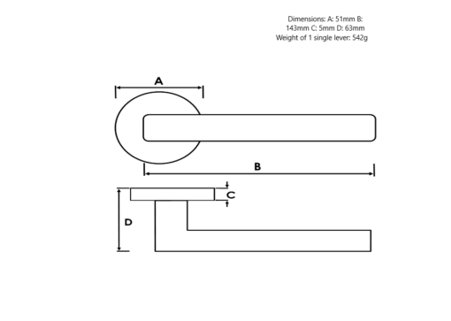 Millhouse Brass Crompton Designer Lever on 5mm Slimline Round Rose - Matt Black MHSR100MB