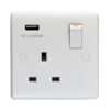 Eurolite Pl4610 Enhance White Plastic 13A 1 Gang Switched Socket With Usb Charger (5V Dc 2.1A)