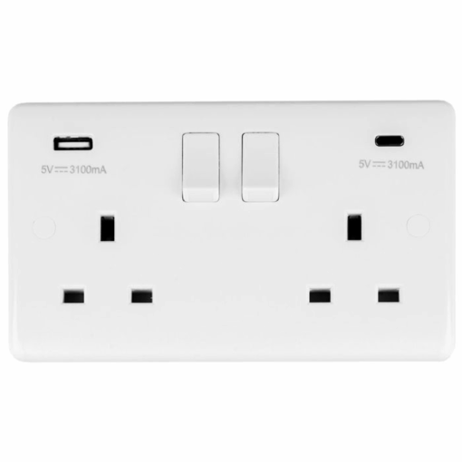 Eurolite Enhance White Plastic Enhance White Plastic 2 Gang Usb C Socket - White
