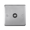 Eurolite Pss1Tvb 1 Gang Tv Coaxial Socket Round Edge Polished Stainless Steel Plate Black Interior