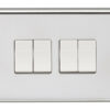 Eurolite Pss4Sww 4 Gang 10Amp 2Way Switch Round Edge Polished Stainless Steel Plate White Rockers