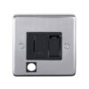Eurolite Pssswffob 13Amp Dp Switched Fuse Spur With Flex Outlet Round Edge Polished Stainless Steel Plate Black Rocker