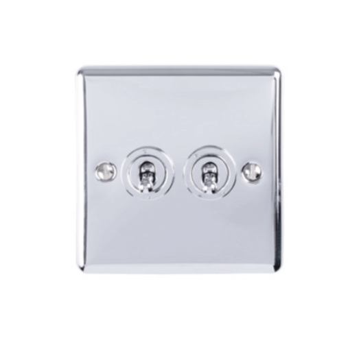 Eurolite Psst2Sw 2 Gang 10Amp 2Way Toggle Switch Round Edge Polished Stainless Steel Plate