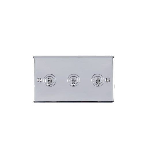 Eurolite Psst3Sw 3 Gang 10Amp 2Way Toggle Switch Round Edge Polished Stainless Steel Plate