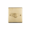 Eurolite Sb1Dled 1 Gang Led Push On Off 2Way Dimmer Round Edge Satin Brass Plate Polished Brass Knob