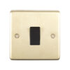 Eurolite Sb1Swb 1 Gang 10Amp 2Way Switch Round Edge Satin Brass Plate Black Rocker