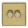 Eurolite Sb2D400 2 Gang 400W Push On Off 2Way Dimmer Round Edge Satin Brass Plate Polished Brass Knobs