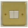 Eurolite Sb2Sw 2 Gang 10Amp 2Way Switch Round Edge Satin Brass Plate Polished Brass Rockers