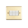 Eurolite Sb3Sww 3 Gang 10Amp 2Way Switch Round Edge Satin Brass Plate White Rockers