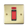 Eurolite Sb45Aswnsb 45Amp Dp Cooker Switch With Neon Single Round Edge Satin Brass Plate Red Rocker Black Trim